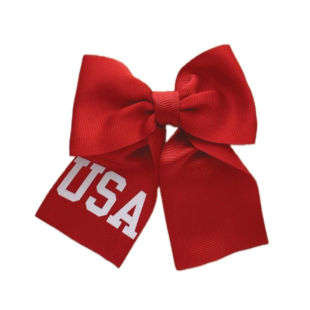 Eva's House Girls Grosgrain Sailor Hair Bow - USA on Red