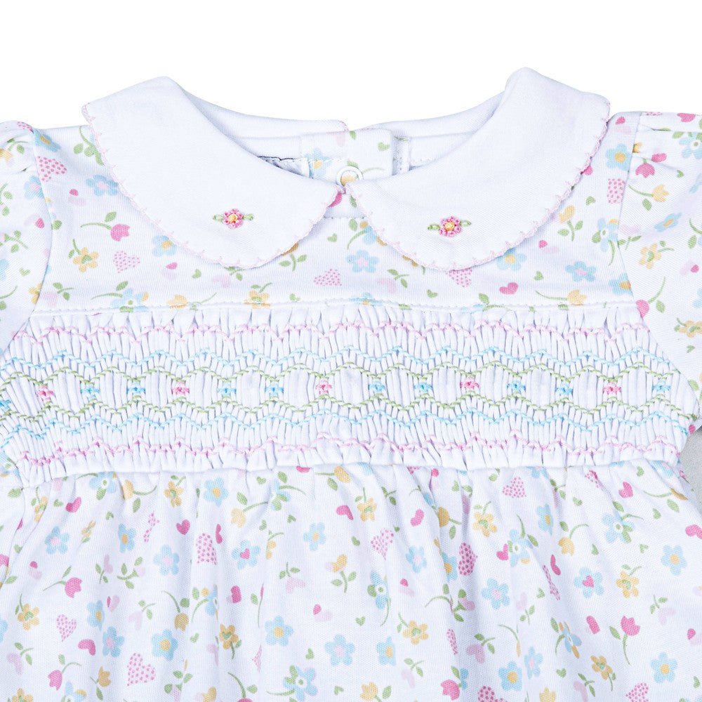 Magnolia Baby Girls Pink Floral Clara's Classics Smocked Bubble by Magnolia Baby