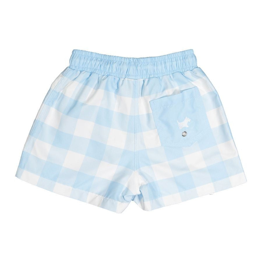 Sal & Pimenta Boys Swim Trunks - Buffalo Check - Blue