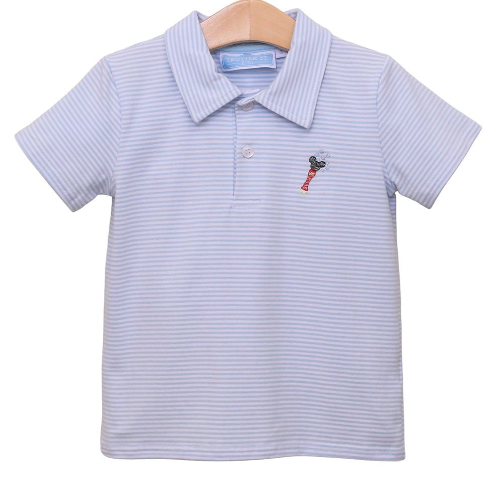 Trotter Street Kids Boys Blue Mouse Embroidery Polo Shirt