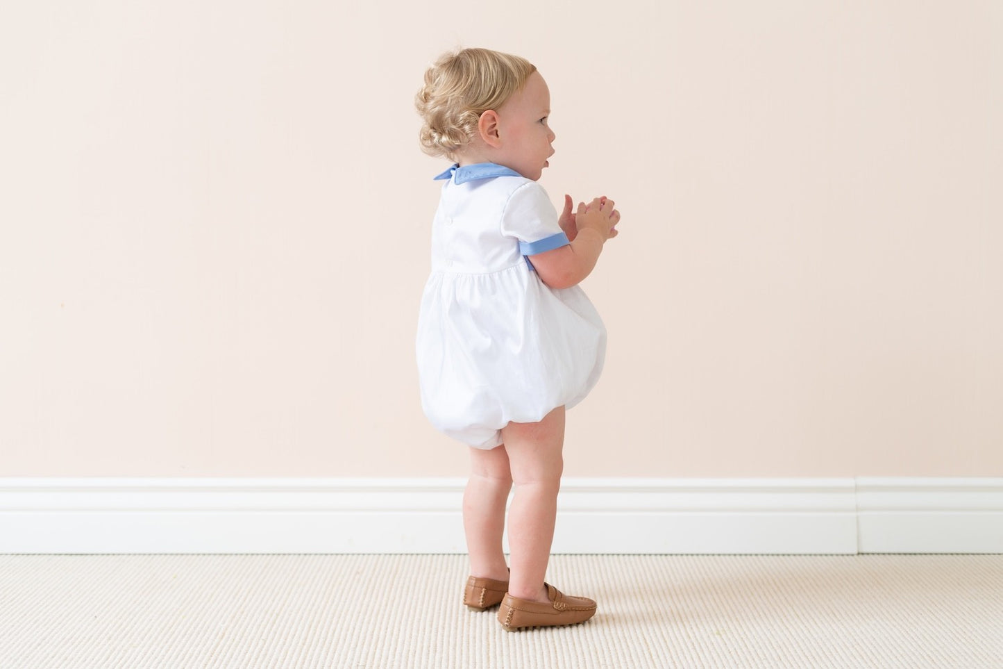 La Boutique by Dondolo Baby Boys White Bubble - Simon - Blue Tabs