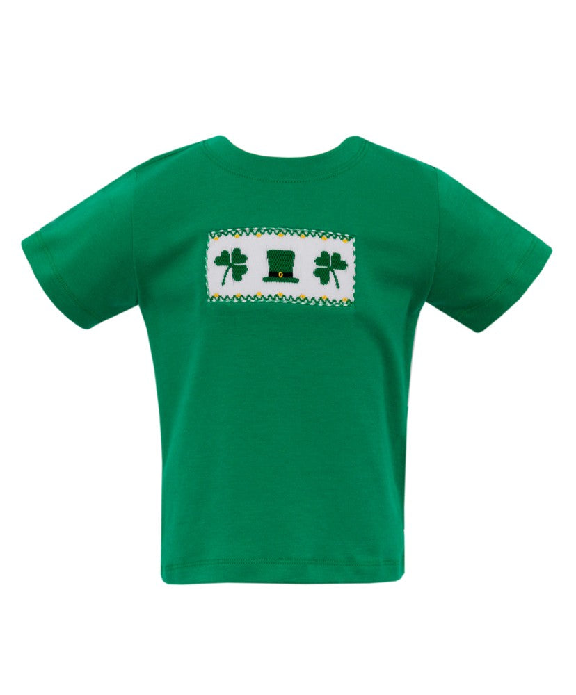 Anavini Velani Boys Green Shirt - Smocked St. Patrick's Day Shamrocks by Anavini