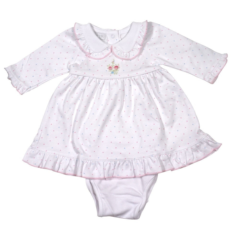 Magnolia Baby Girls White with Pink Embroidered Flower Hope Rose Spring Dress by Magnolia Baby