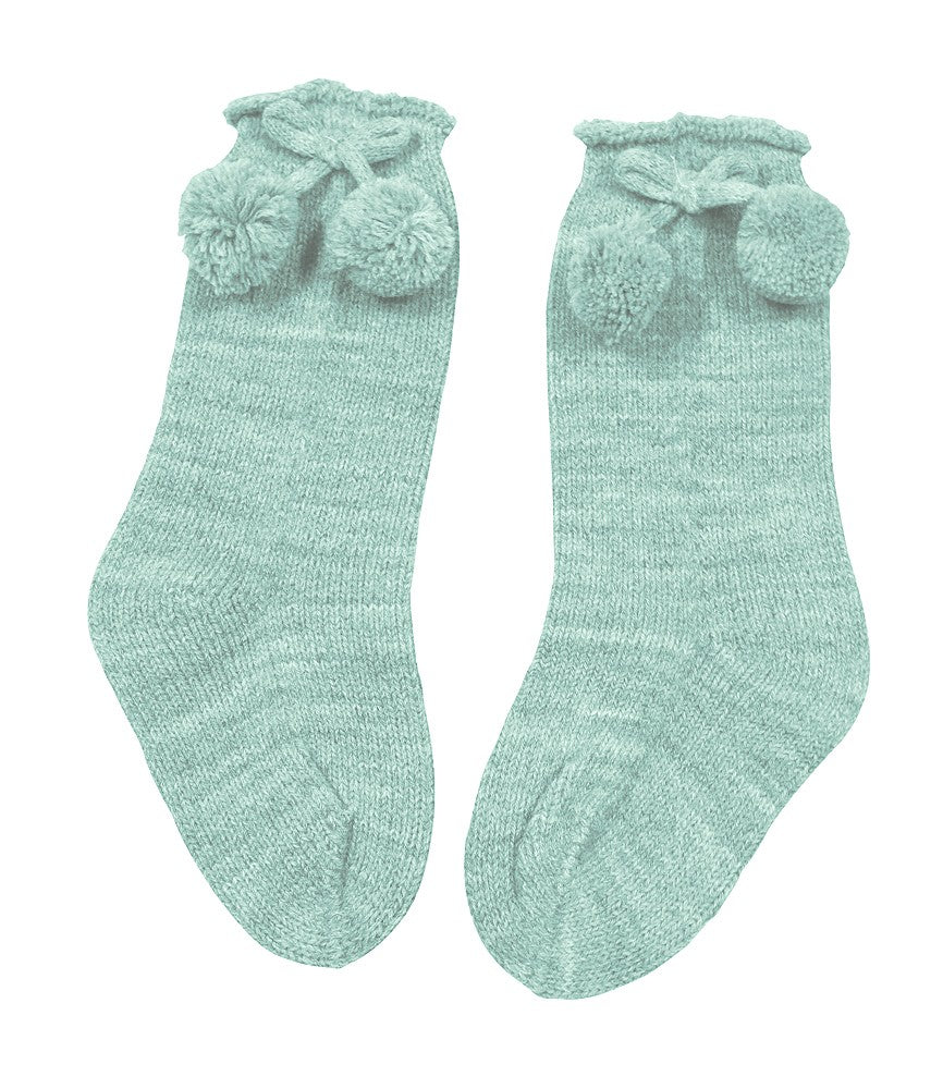 Juliana Baby / Toddler Socks with Pom Poms - Aqua by Juliana