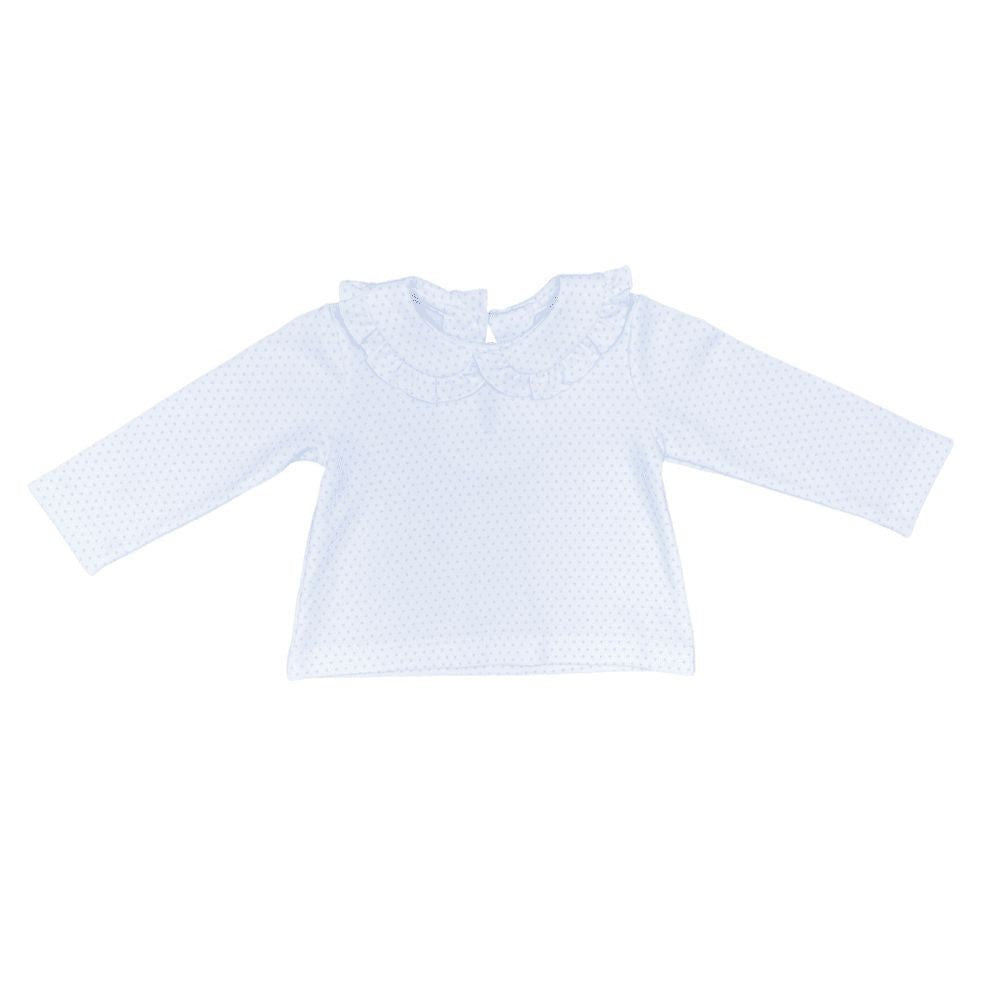 James & Lottie Girls Peter Pan Collar Blouse - Blue Bitty Dots by James & Lottie