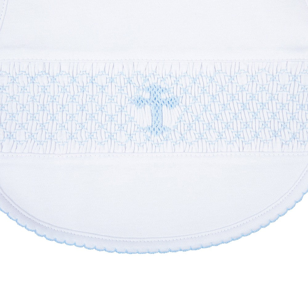 Magnolia Baby Blessed Blue Smocked Cross Bib