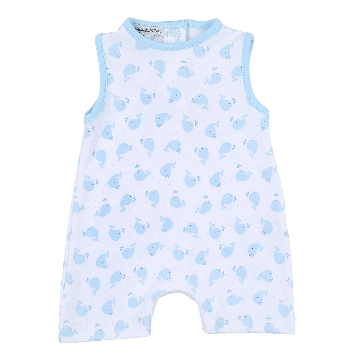 Magnolia Baby Boys Blue Sweet Whales Printed Sleeveless Playsuit