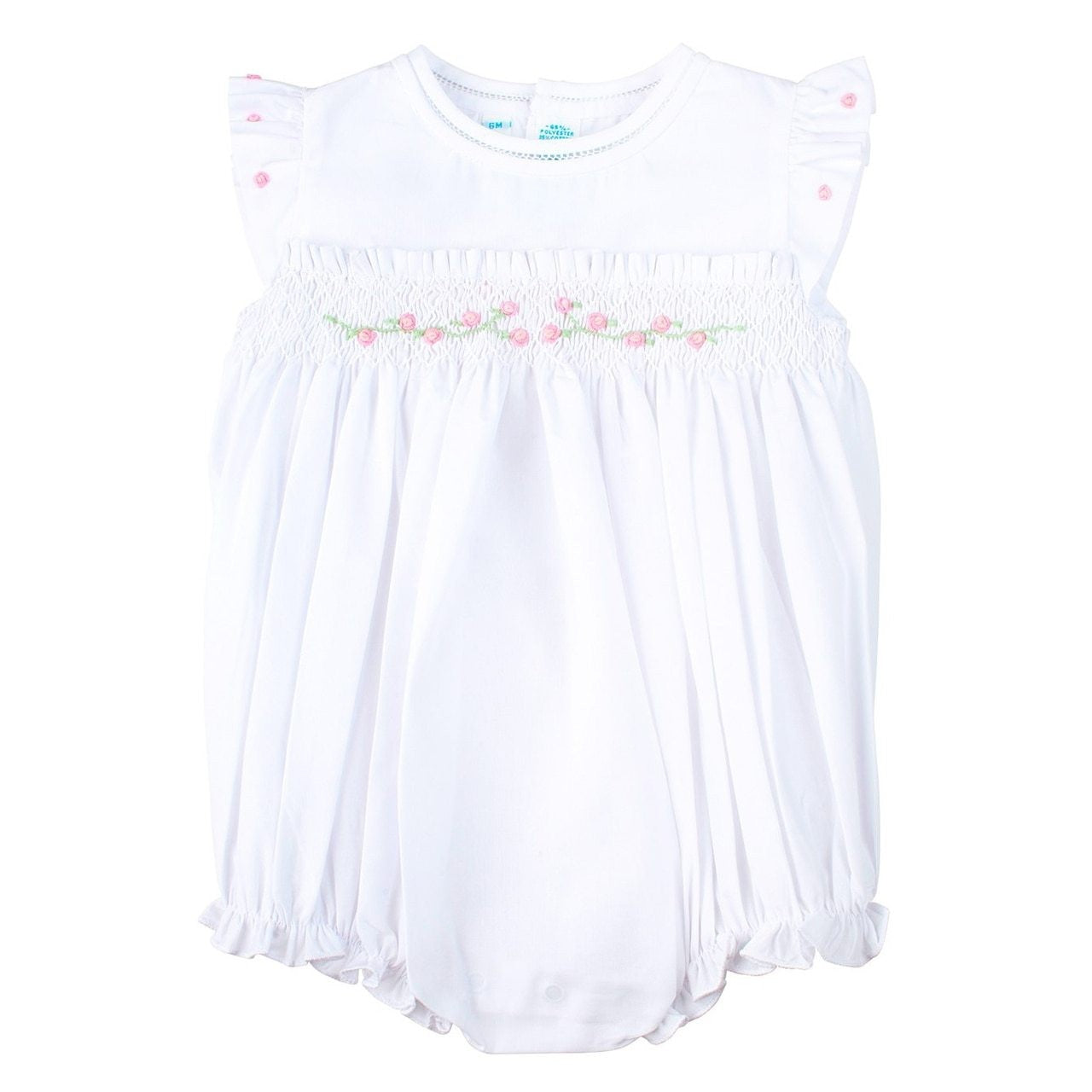 Feltman Brothers Baby Girls Rose Garden Smocked Bubble - White by Feltman Brothers