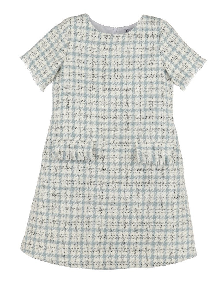 Luli & Me Gabby Girls Blue Plaid Tweed Dress - Pockets & Fringe Details Best Dressed Child Luli & Me Gabby Girls Blue Plaid Tweed Dress - Pockets & Fringe Details Best Dressed Child