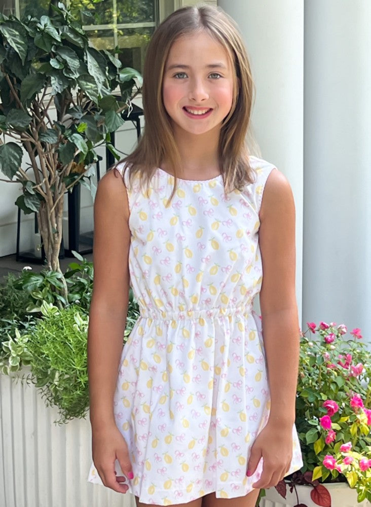 James & Lottie Girls Kristin Knot Dress - Yellow Lemon Squeeze the Day