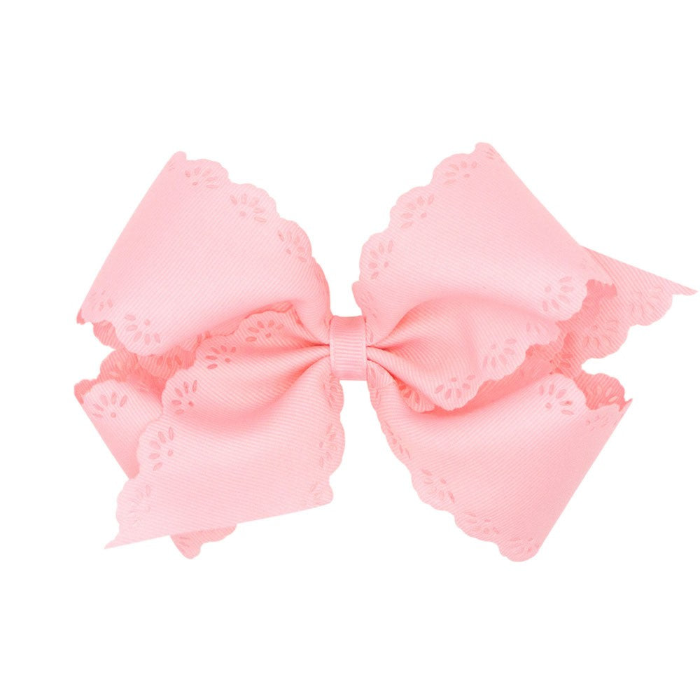 Wee Ones Girls Hair Bow on Clip - Eyelet Edge - Light Pink