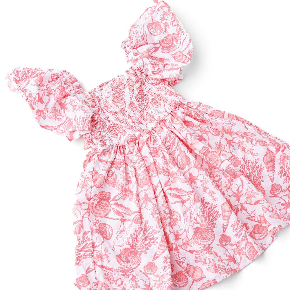 Shade Critters Girls Pink Seaside Toile Smocked Dress