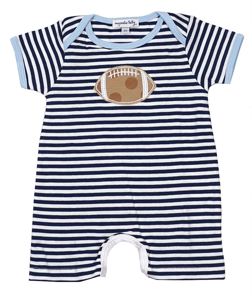 Magnolia Baby Football Stripes Lap Short Playsuit by Magnolia Baby