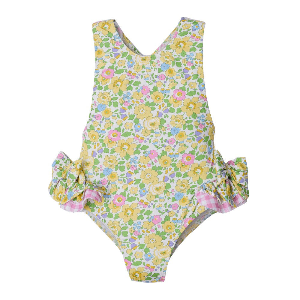 Sal & Pimenta Girls Signature Swimsuit - Yellow & Pink Betsy Liberty Floral