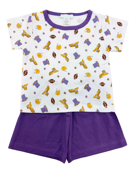 La Luna Boys John Shorts Set - Purple LSU Tigers