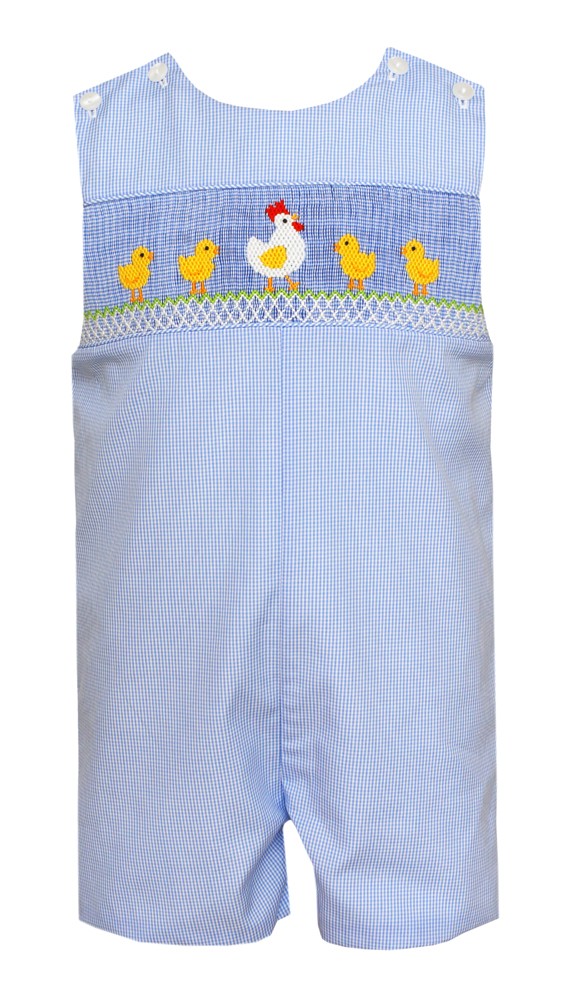 Anavini Velani Baby / Toddler Boys Blue Check Smocked Chicks Jon Jon