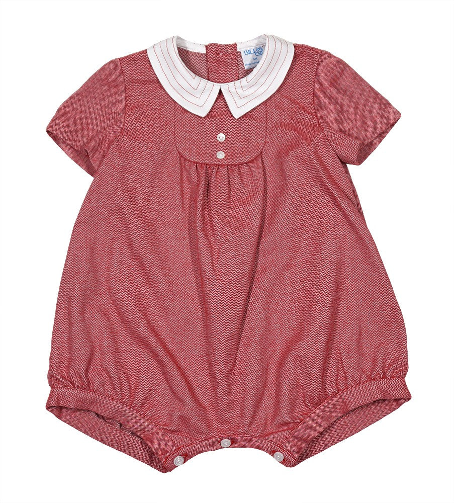 Luli & Me Baby Boys Herringbone Twill Bubble - Red
