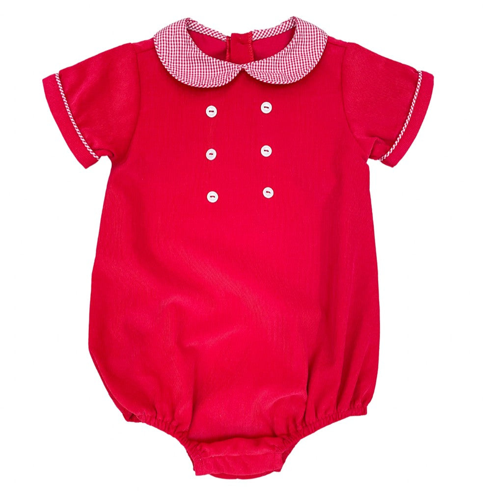 James & Lottie Baby Boys Weller Bubble - Red Cord with Check Collar