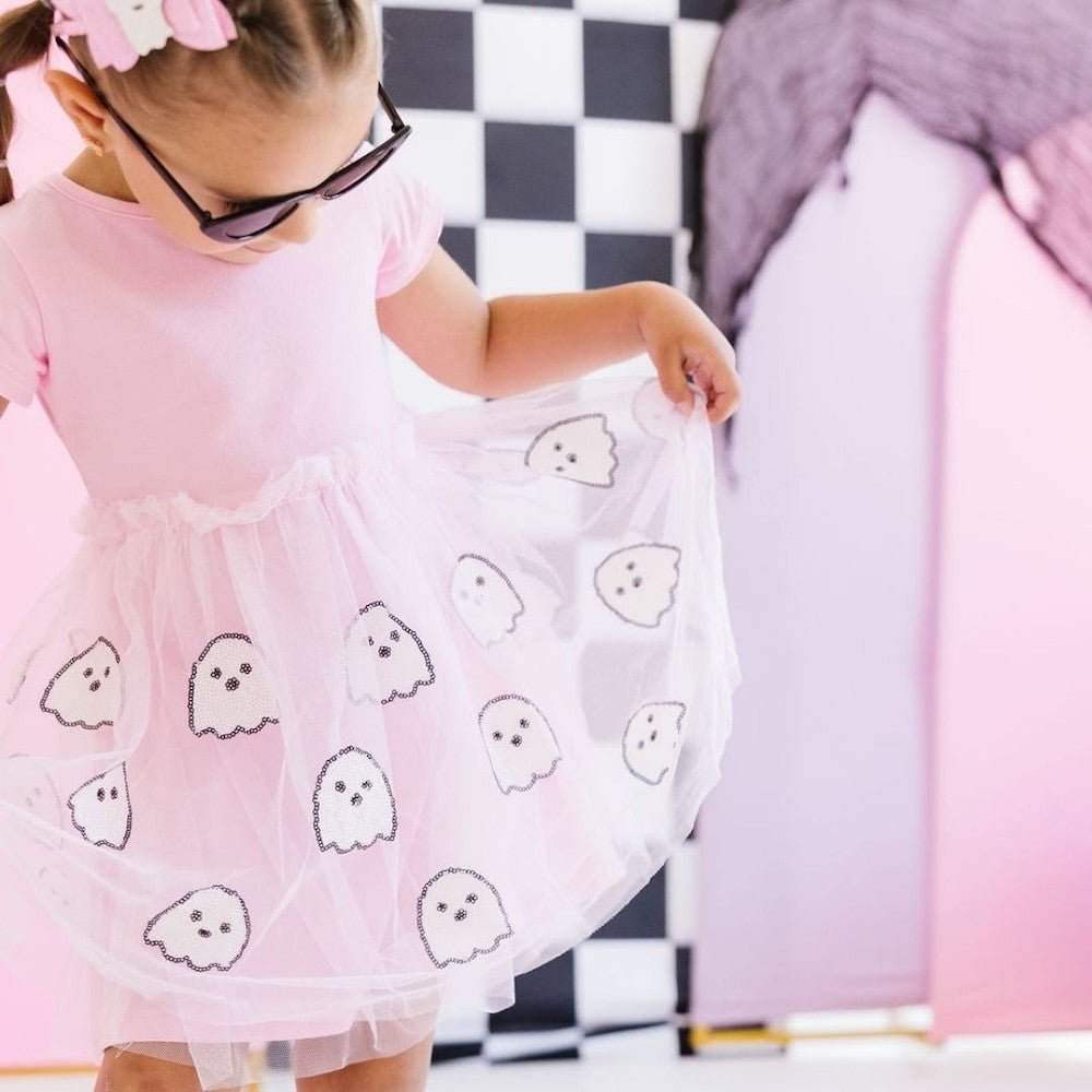 Sweet Wink Girls Halloween Dress - Pink Tutu - Ghost Sequins