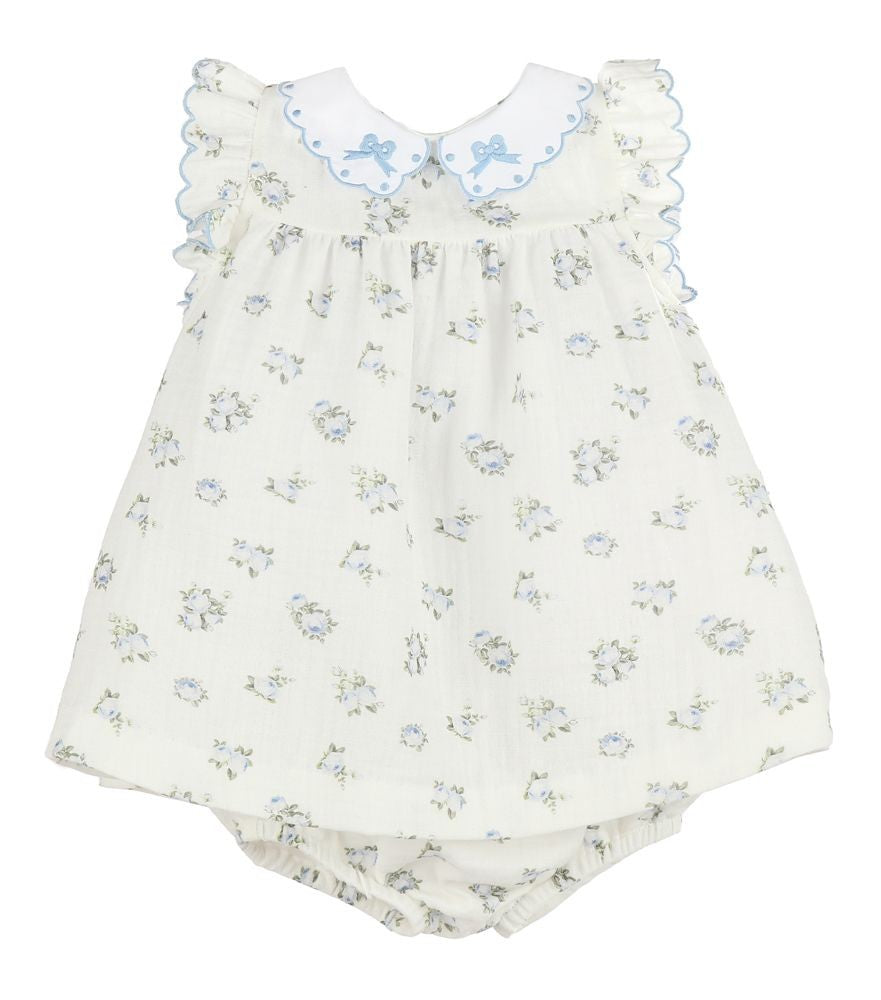 Sophie & Lucas Baby Girls Blue Bleu Rose Floral Dress with Bloomers 6M Sophie & Lucas Baby Girls Blue Bleu Rose Floral Dress with Bloomers 6M
