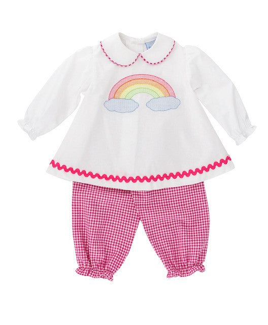 Bailey Boys Baby / Toddler Girls Pink Check Over the Rainbow Pantaloons Set by Bailey Boys