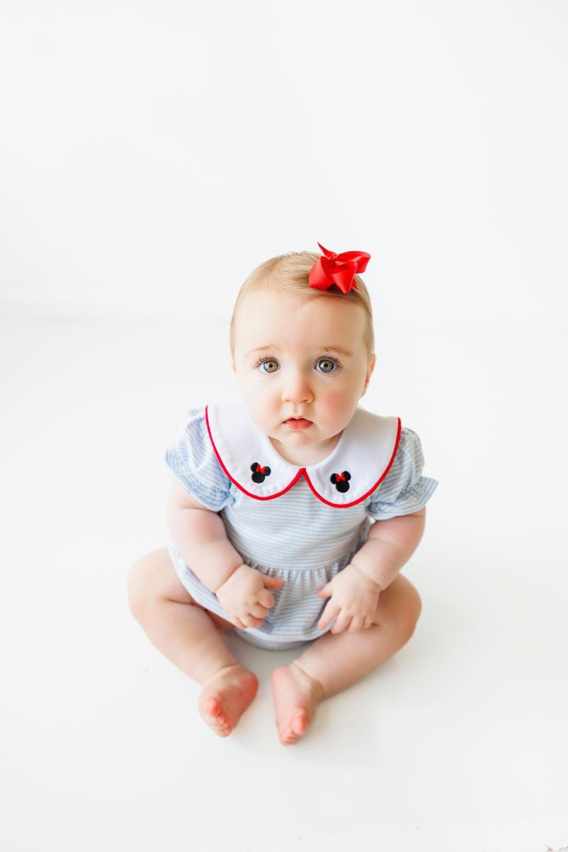 Itsy Bitsy Baby Girls Light Blue Knit Bubble - Mouse Ears Collar