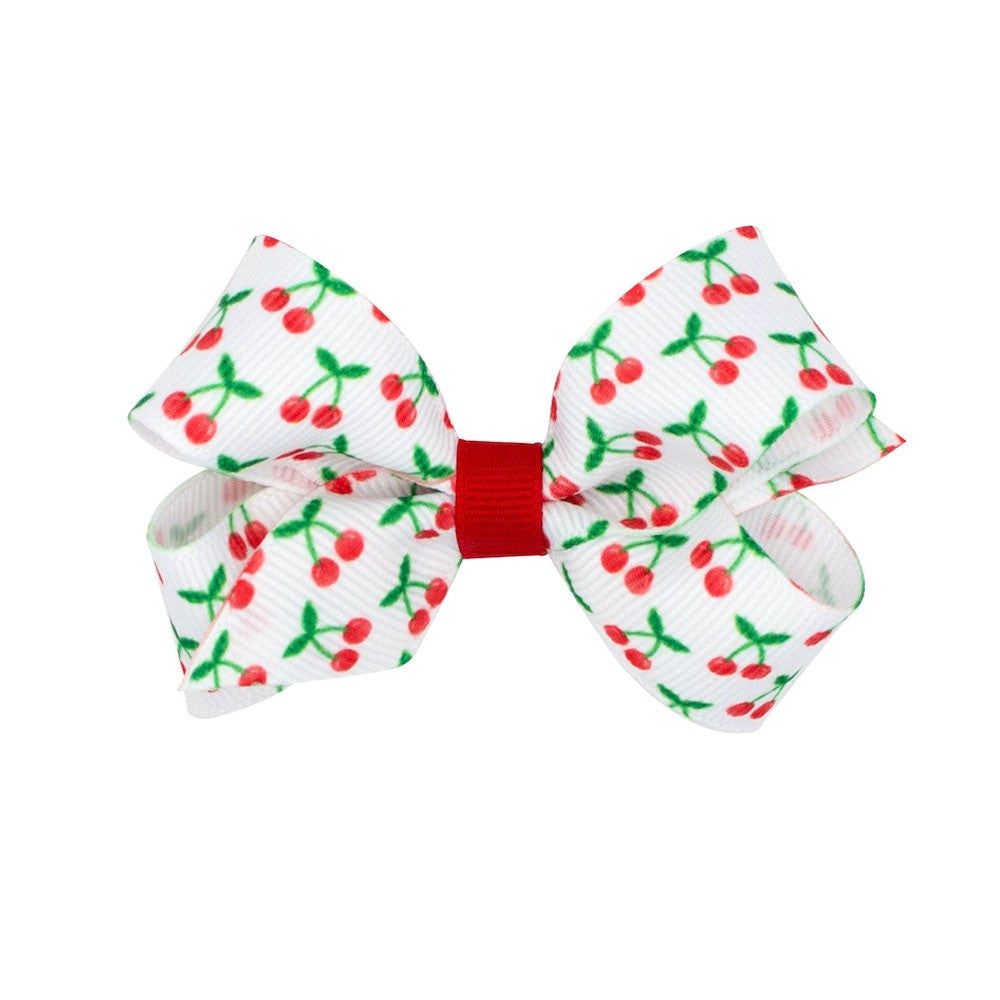 Wee Ones Girls Fruit Print Bow - Red Cherries