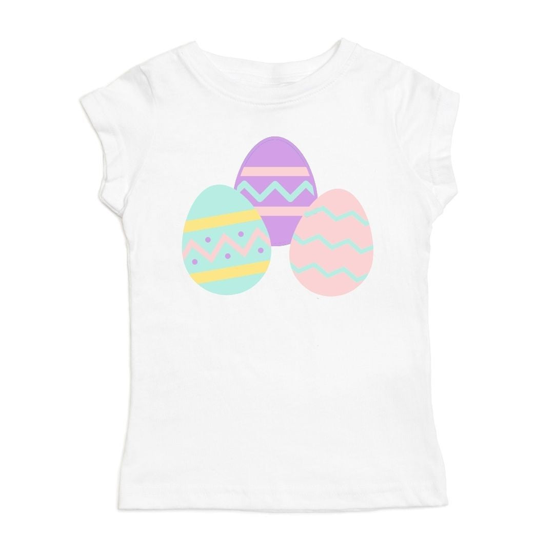 Sweet Wink Girls White Shirt - Colorful Easter Eggs