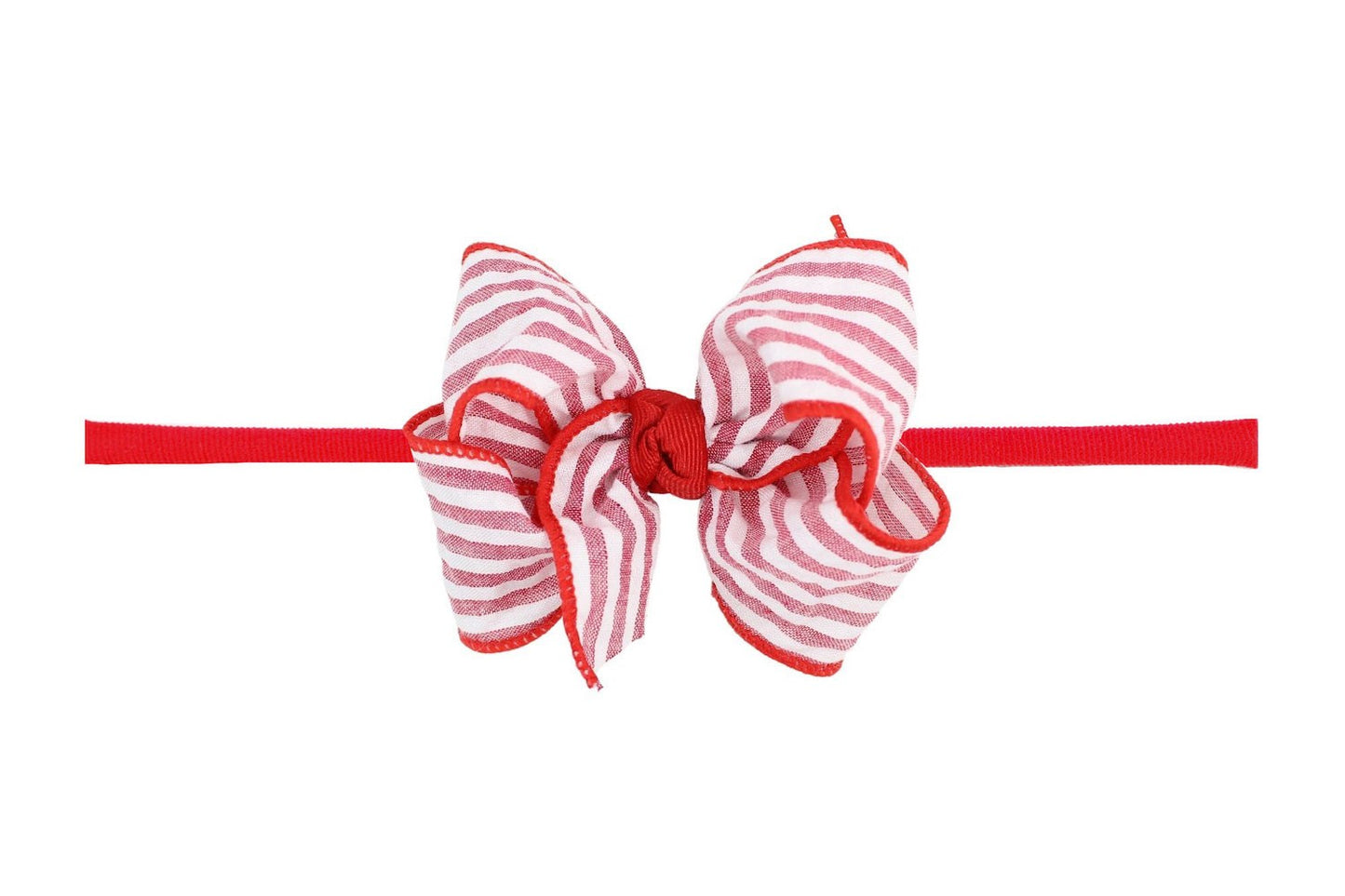Beyond Creations Girls Hair Bow on Pantyhose Headband - Seersucker - Red by Beyond Creations