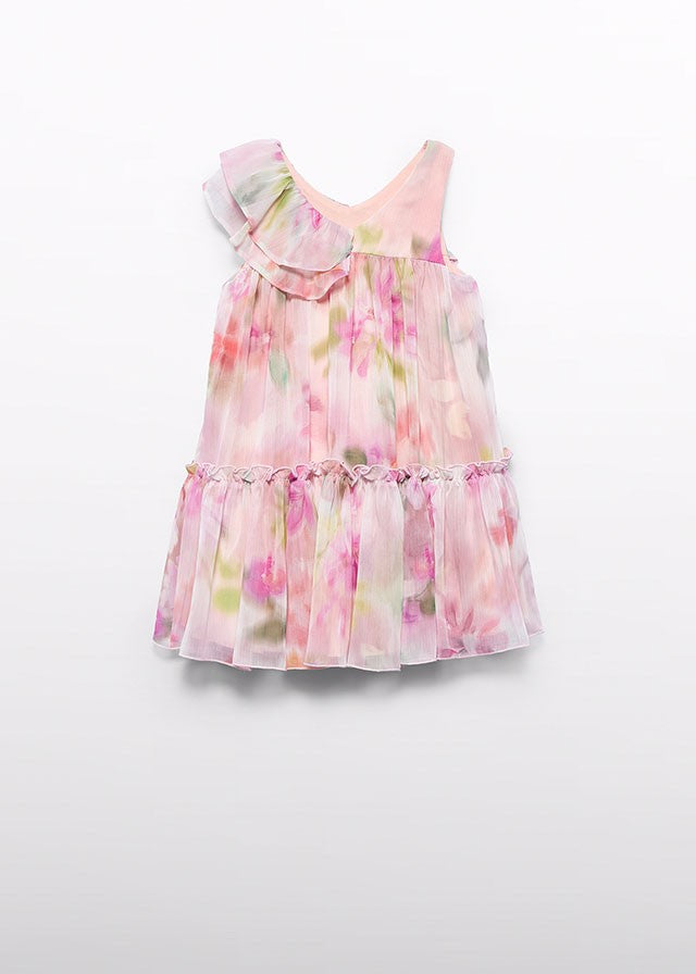 Abel & Lula Girls Pastel Watercolors Floral Dress - Ruffle