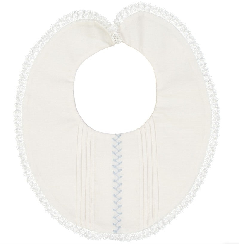 Feltman Brothers Baby Ivory / Blue Vintage Bib with Lace - Girl