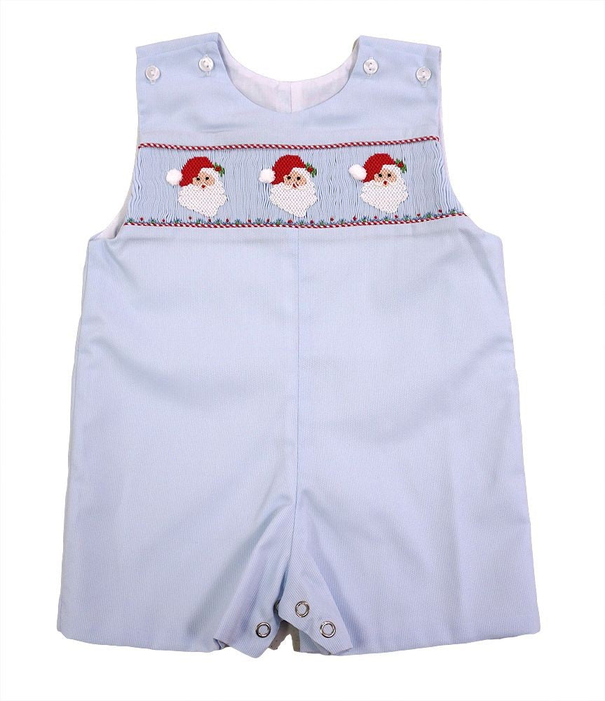 LuLu BeBe Boys Blue Smocked Santa Claus Jon Jon by LuLu BeBe