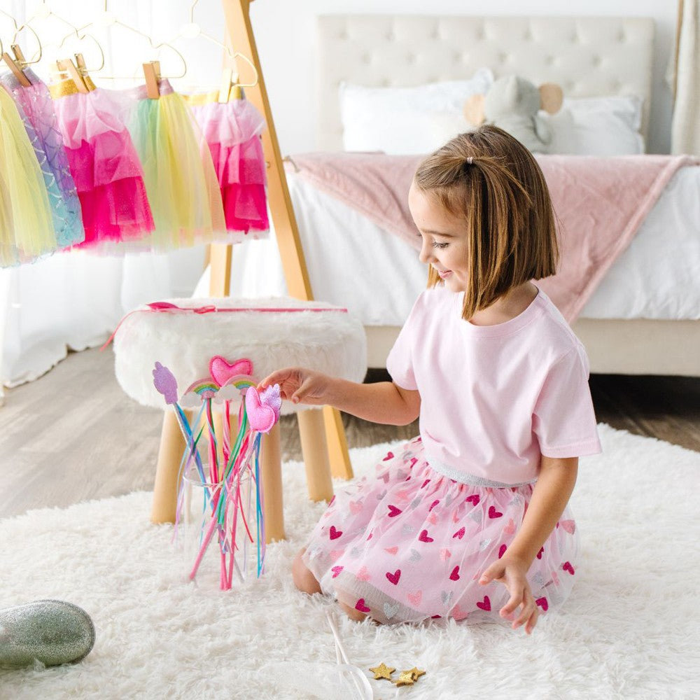 Sweet Wink Girls Valentine's Day Tutu Skirt - Pink Mini Glitter Hearts