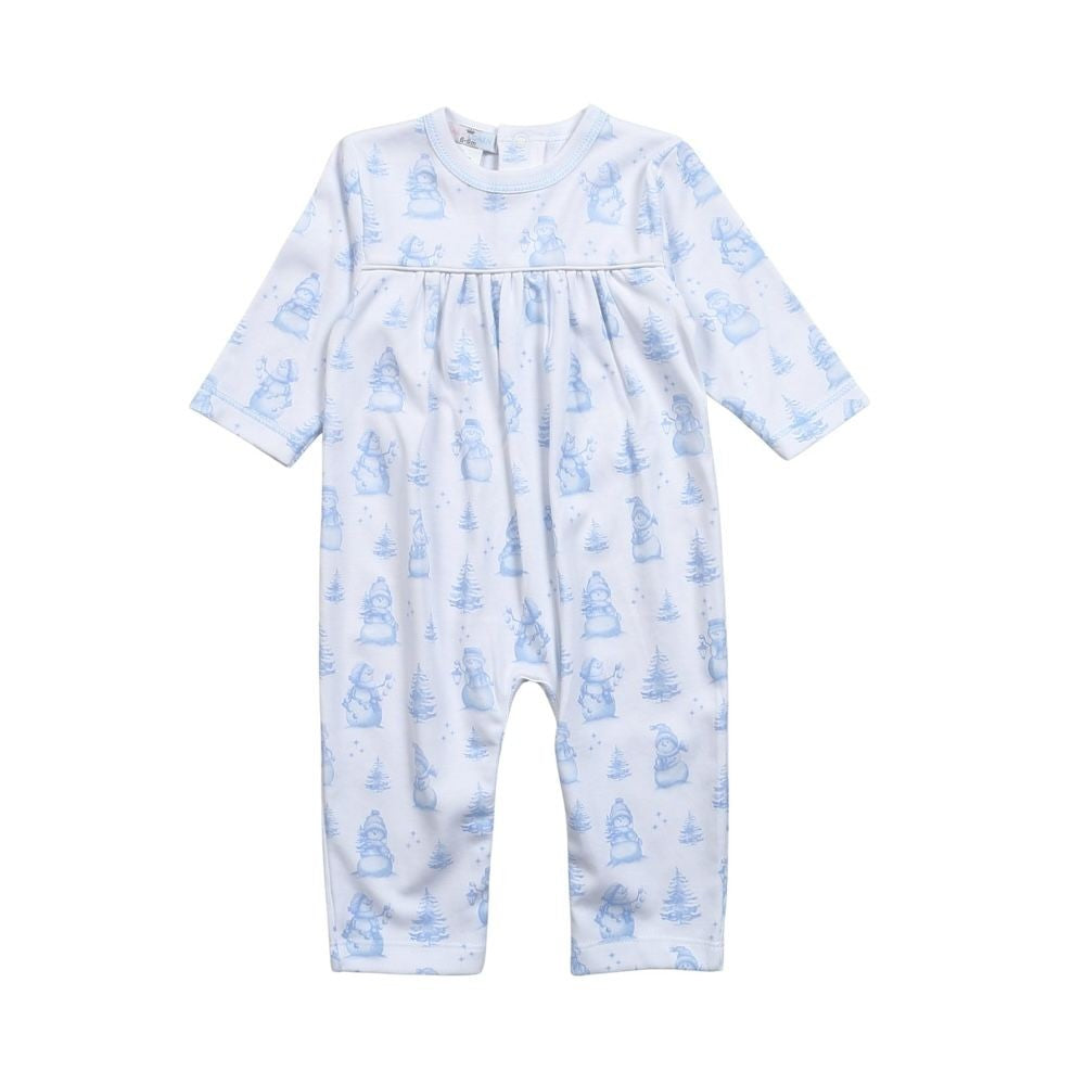 Baby Loren Baby Boys Blue Snowman Toile Romper
