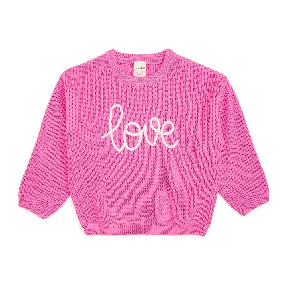 Sweet Wink Girls Pink Love Valentine's Day Knit Sweater