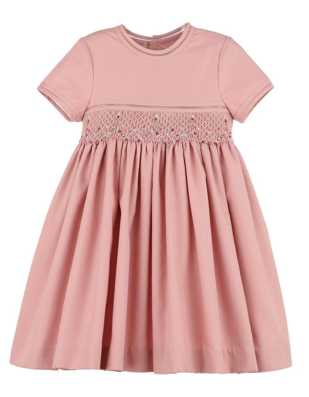 Luli & Me Girls Smocked Petal Classic Dress - Rose Pink