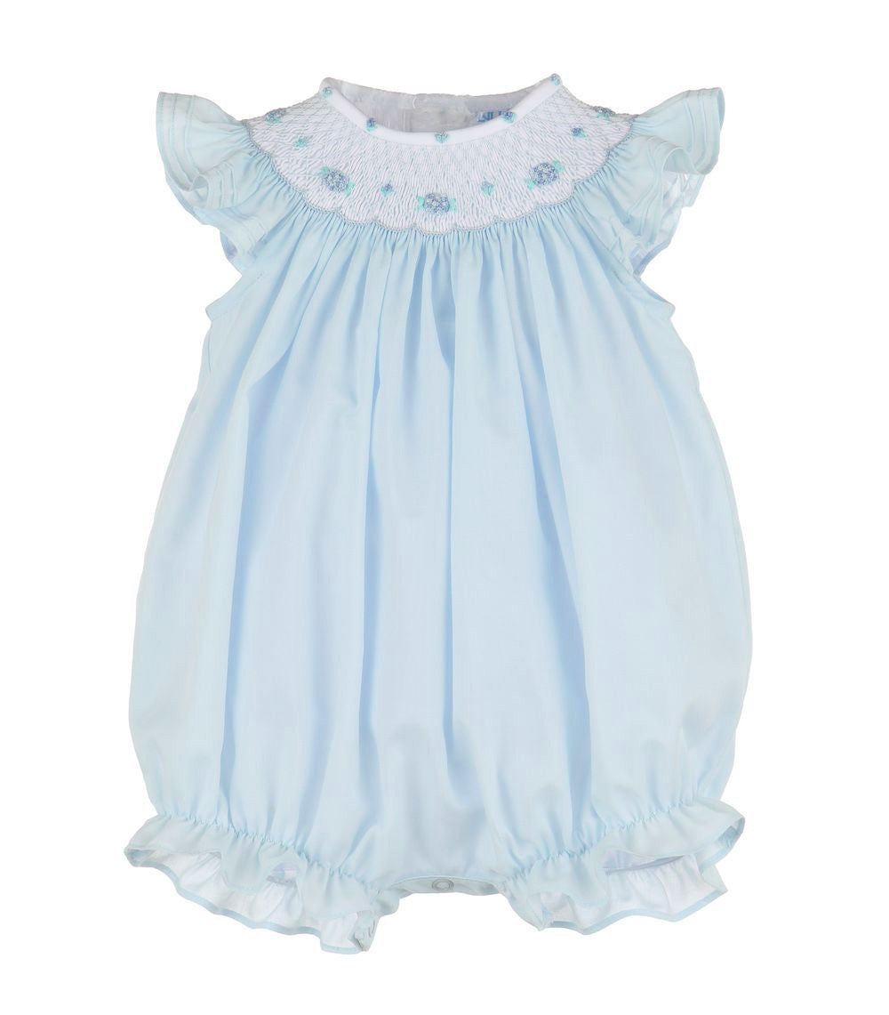 Luli & Me Baby Girls Classic Smocked Bubble - Blue