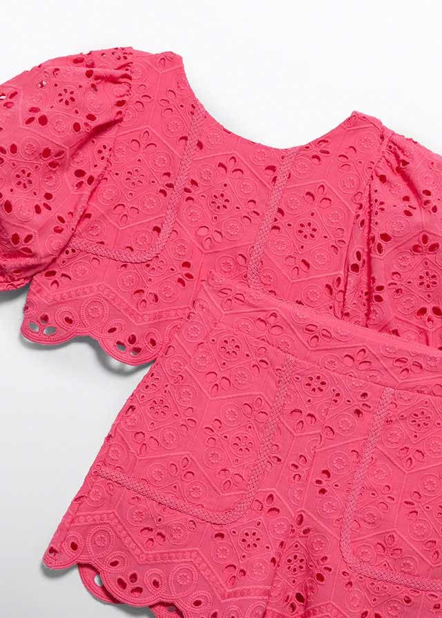 Abel & Lula Girls Fuchsia Pink Eyelet Embroidered Dressy Shorts Set