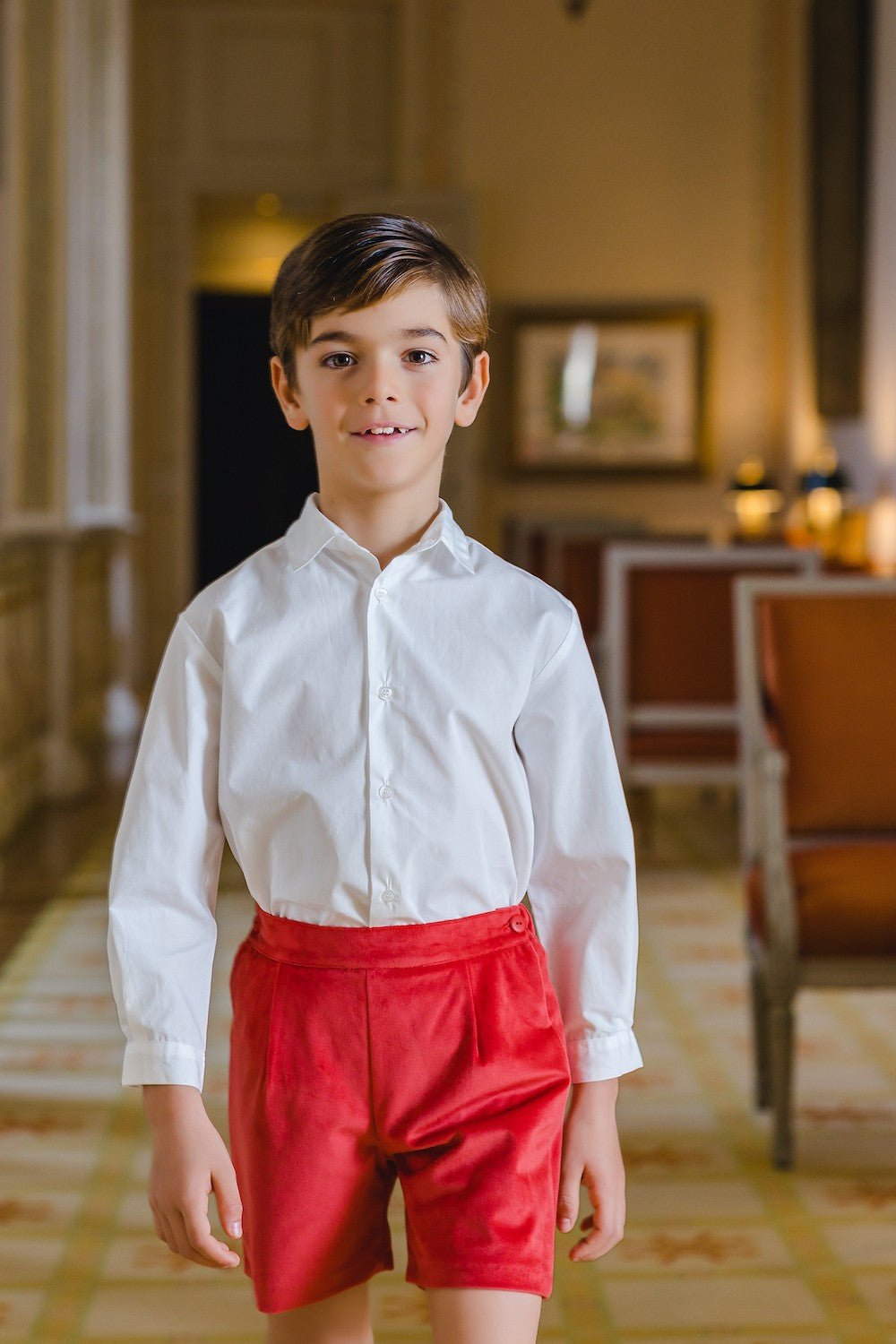 Sal & Pimenta Boys Dressy Shorts - Velvet - Carmine Red