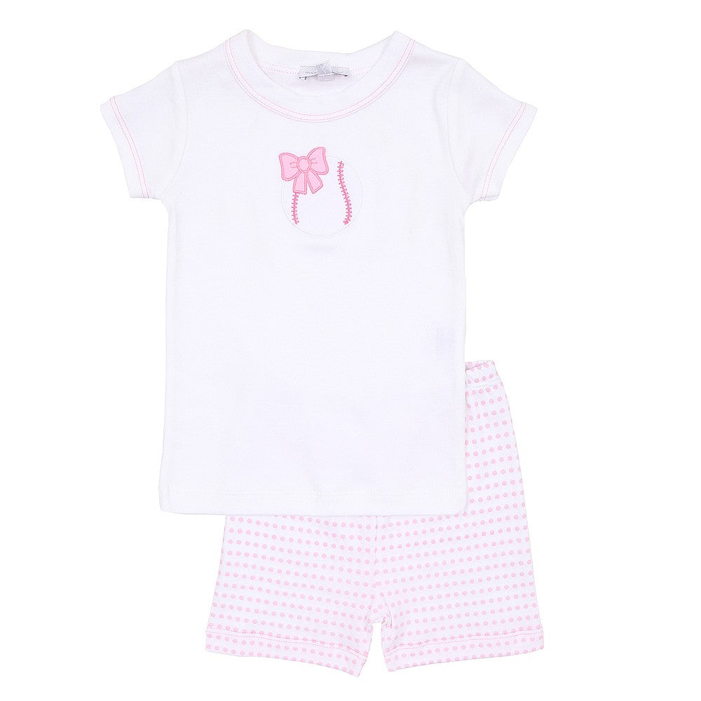 Magnolia Baby Girls Little Slugger Baseball Short Pajamas - Pink