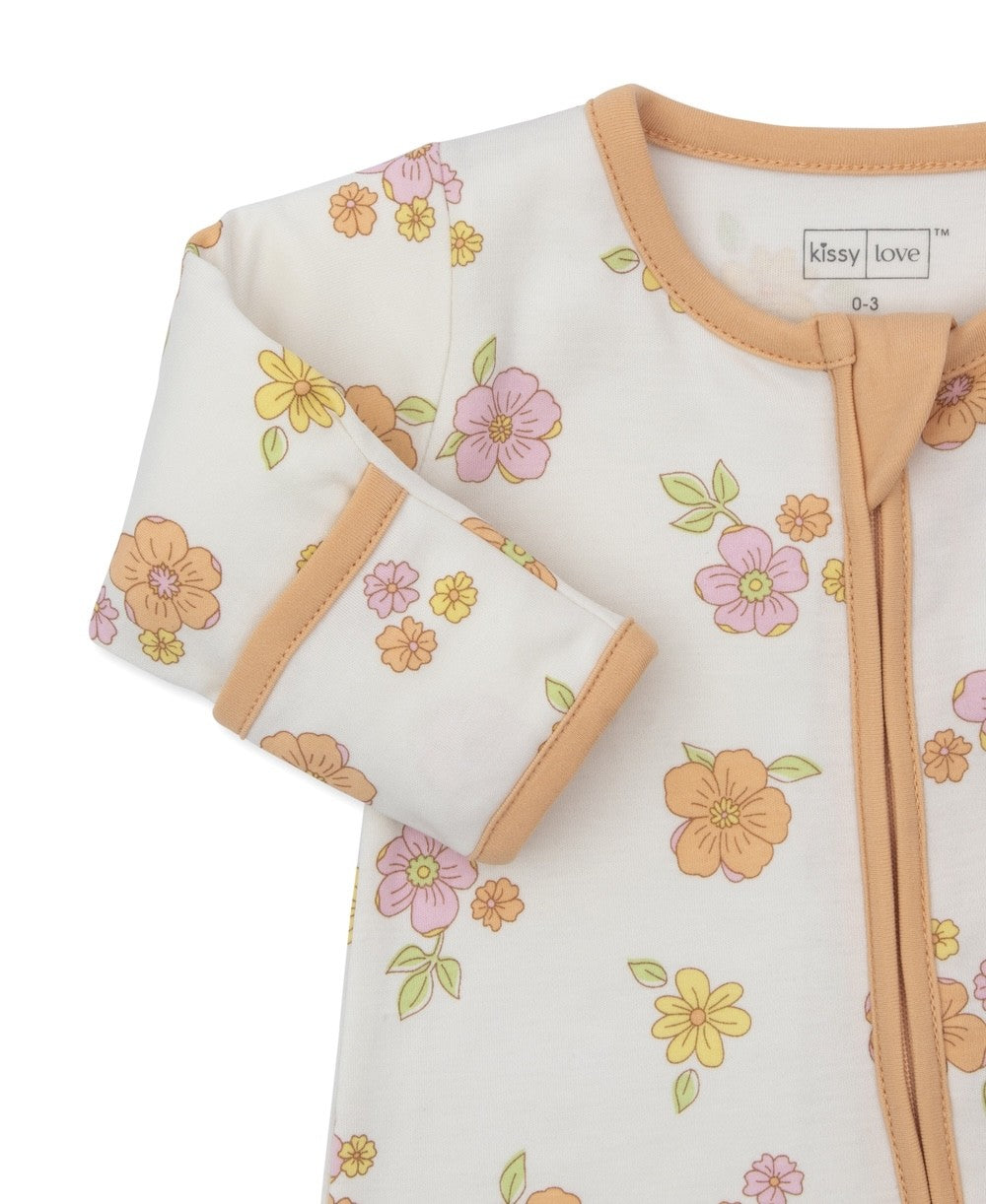 Kissy Kissy Love Baby Girls Blushing Blossoms Zipper Footie