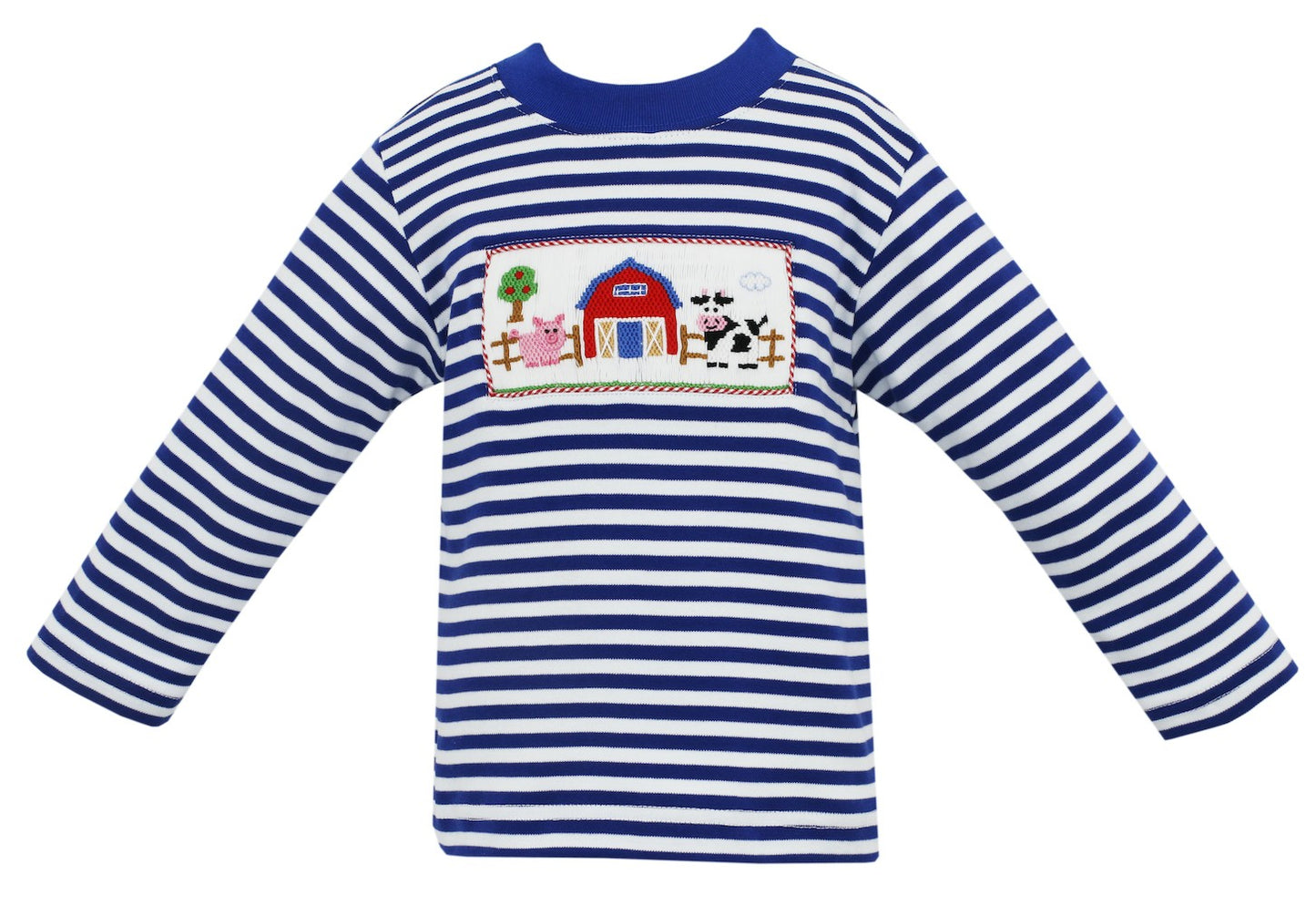Anavini Boys Royal Blue Striped Shirt - Smocked Farm