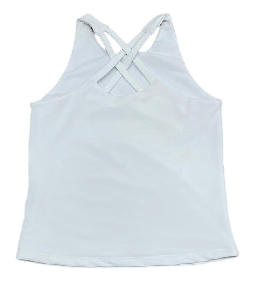 Be Elizabeth by James & Lottie Girls Athleisure Cross Back Top - White by James & Lottie