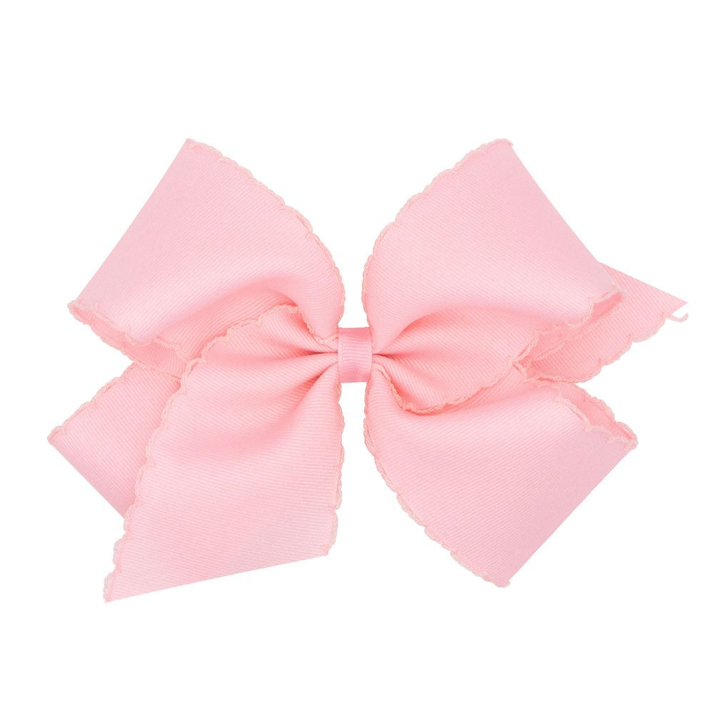 Wee Ones Girls Hair Bow - Monotone Moonstitch - Light Pink