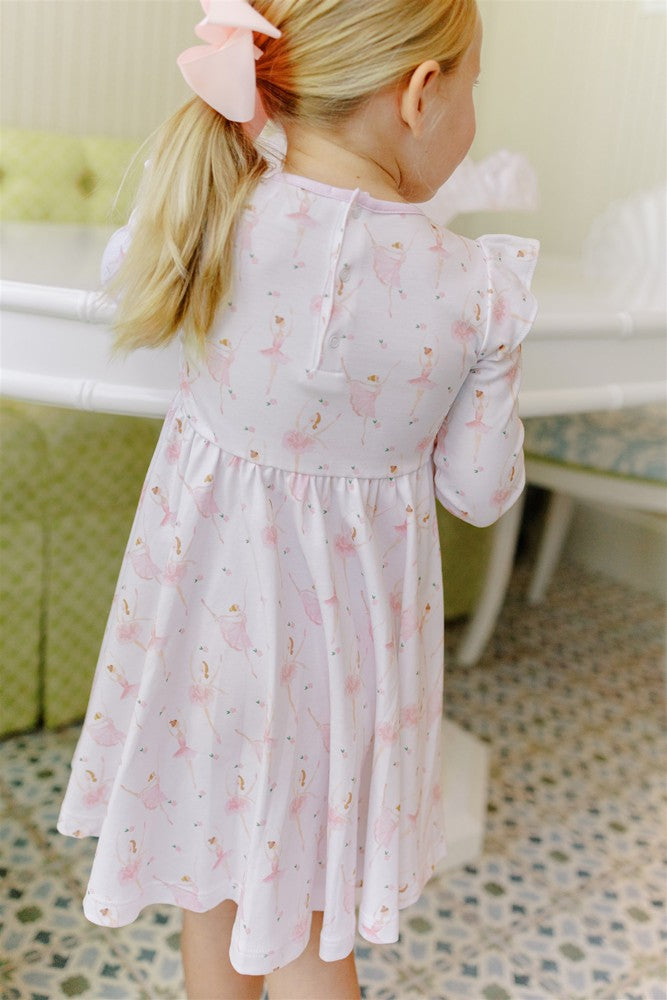 Proper Peony Pima Girls Pink Ballerinas Twirl Dress