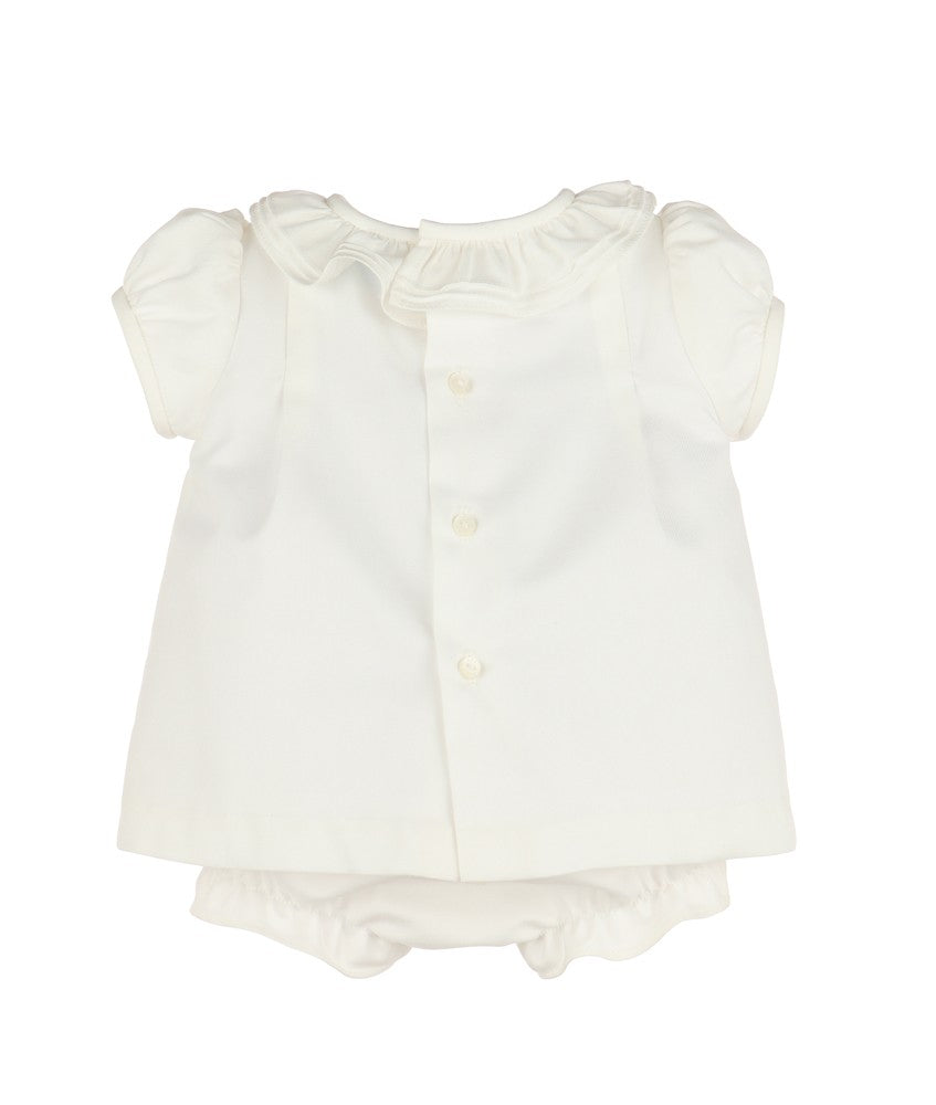 Luli & Me Baby Girls Pintucks & Lace Dress - Light Ivory by Luli & Me