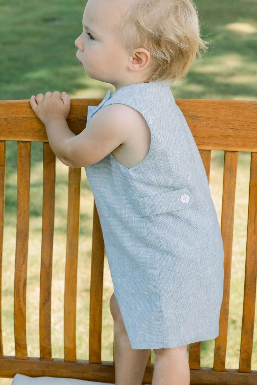 Bailey Boys Boys Jon Jon with Tabs - Dove Blue Windsong Linen by Bailey Boys