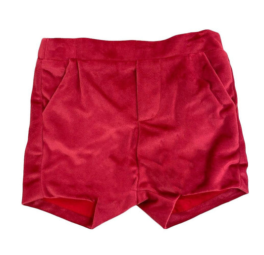 Luli & Me Boys Dressy Velvet Shorts - Red