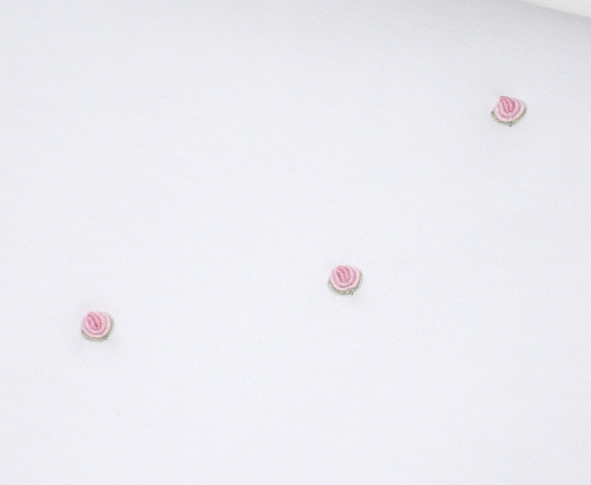 The Proper Peony Layette Pima Cotton Receiving Blanket - White with Pink Embroidery by Proper Peony