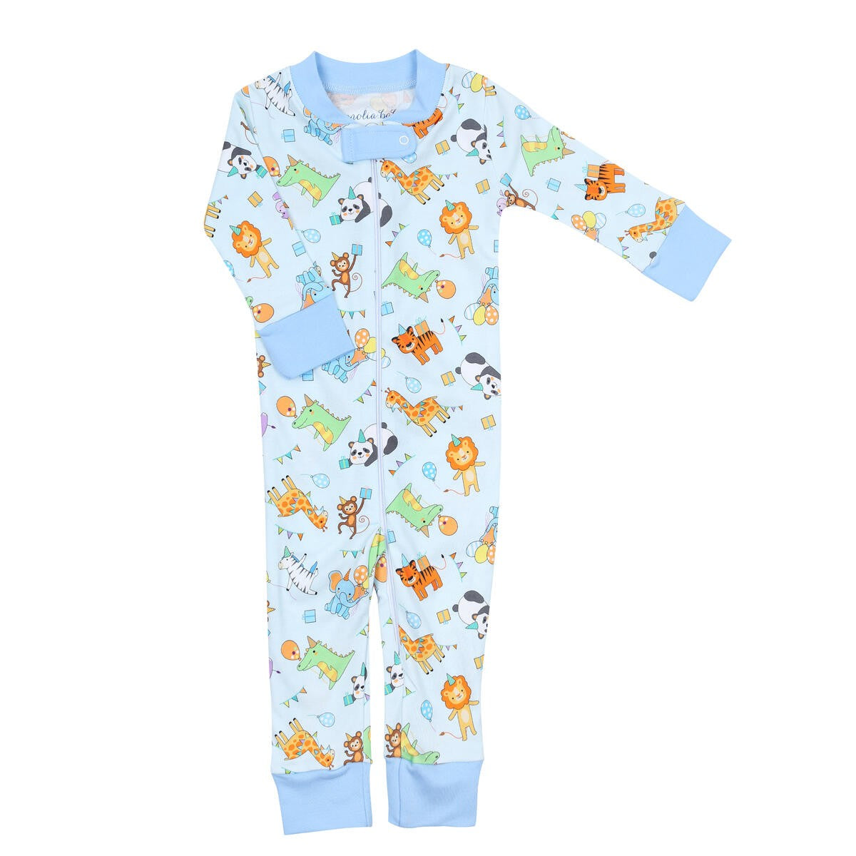Magnolia Baby Boys Cake, Presents, Party Zipper Pajamas - Blue